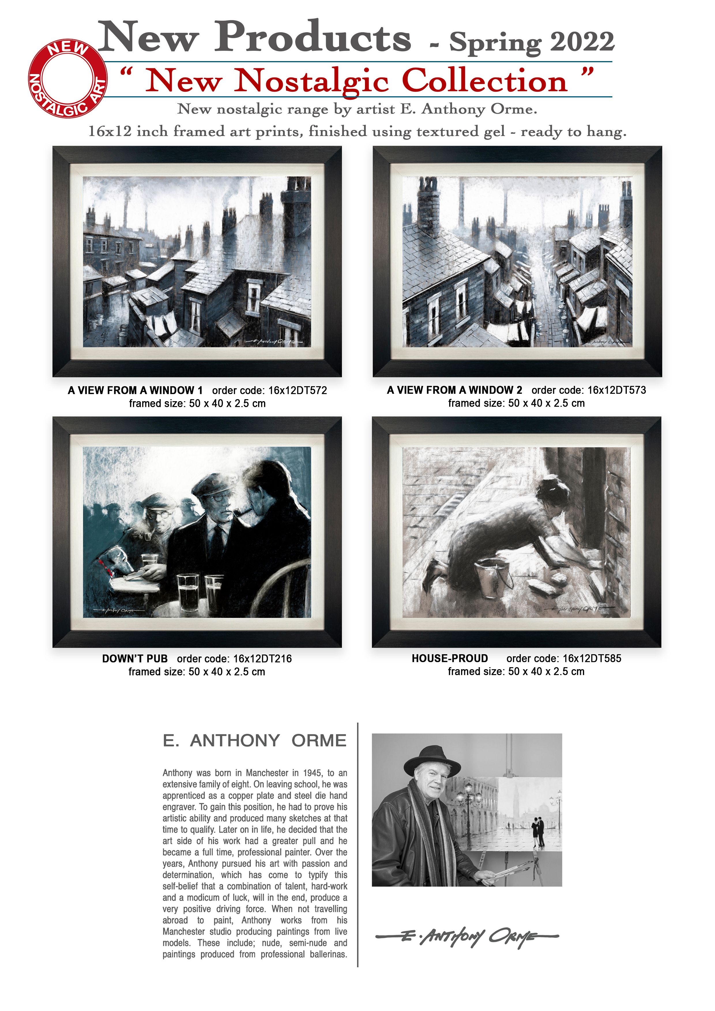New Nostalgic Range by artist E. Anthony Orme.  16x12in framed art prints, finished using textured gel - ready to hang.